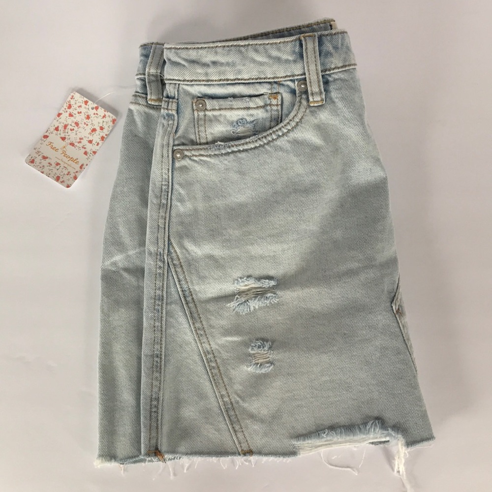 Free People Denim Button-Front Mini Skirt - Picture 4 of 9